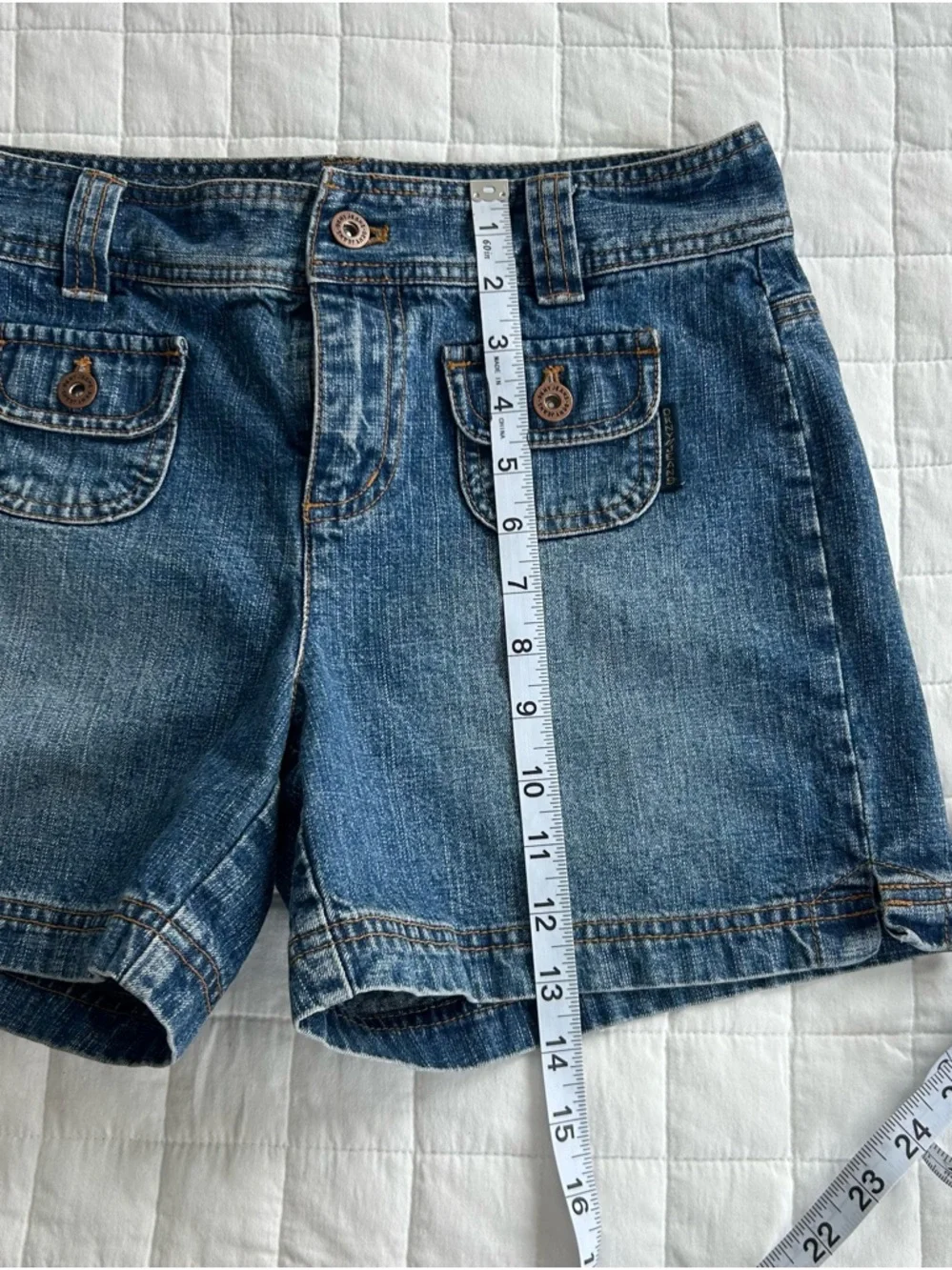 DKNY Denim Shorts with Front Flap Pockets - Picture 5 of 6